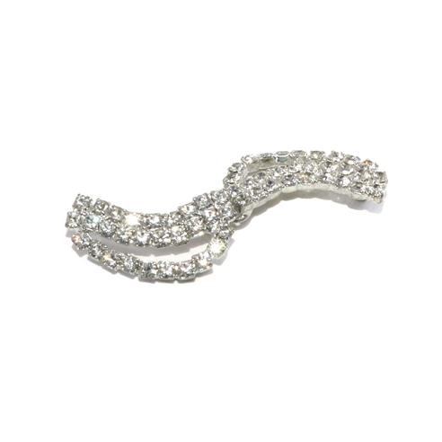 Broche joya ondas plata con strass