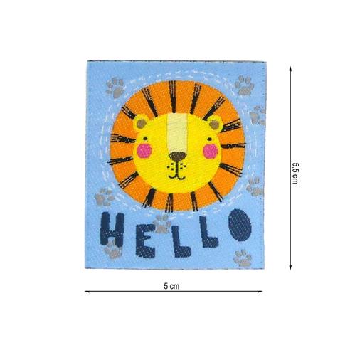 Parche termo bordado Hello Lion 50x55mm