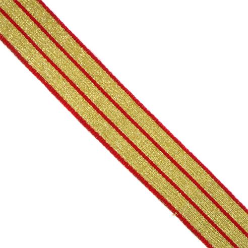 Galón militar dorado con rayas rojas 35mm