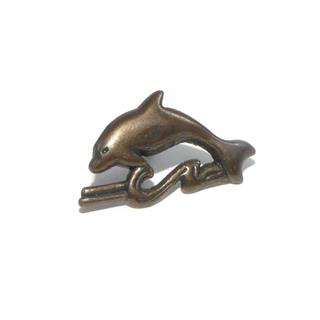 Tacha metal decorativa delfín oro viejo