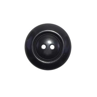Botón abrigo 2 agujeros negro con aro interno 28mm