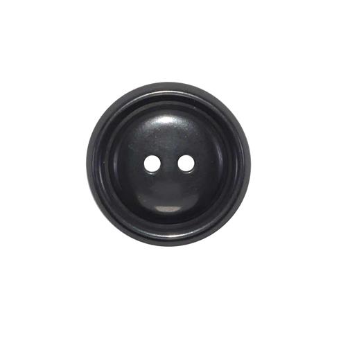 Botón clásico 2 agujeros negro con aro interno 28mm