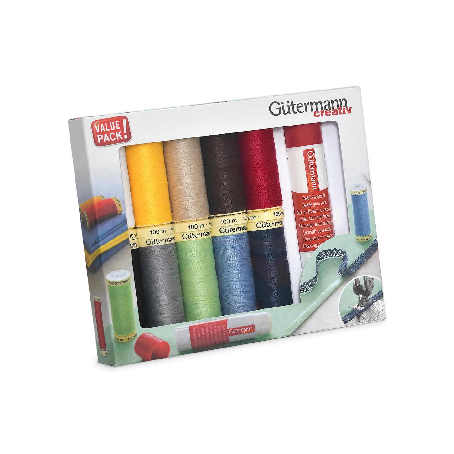 Kit de hilos para coser y marcador textil adhesivo