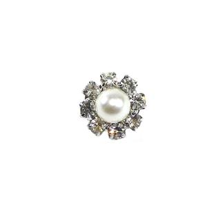 Botón de strass blanco engarzado y perla. Varios tamaños