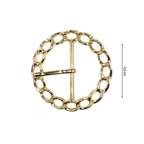 Hebilla redonda dorada diseño cadena 45mm