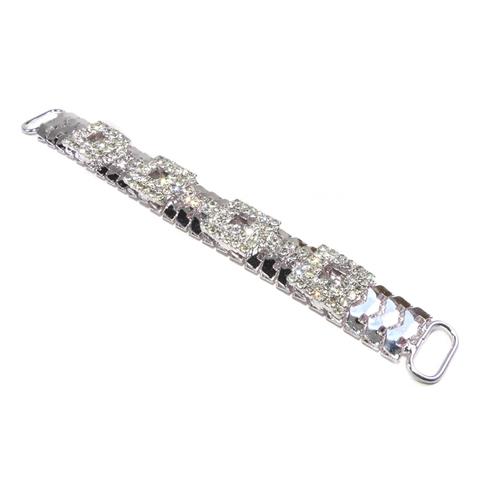 Trabilla plata diseño 4 cuadrados con strass 14cm