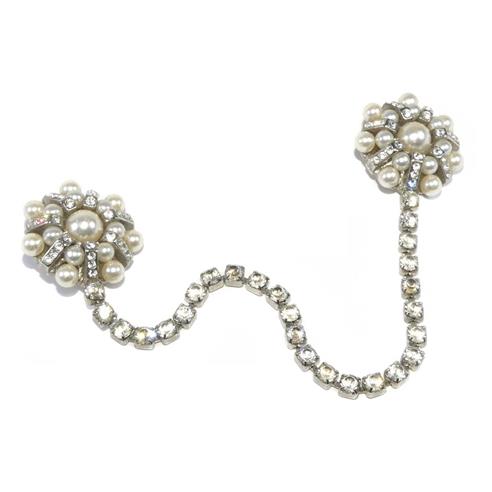 Trabilla cadena strass y perlas 20cm
