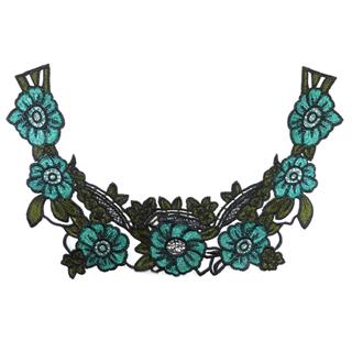 Cuello guipur flores tonos verdes