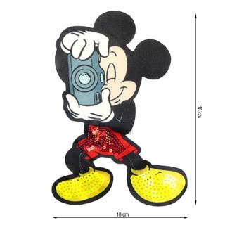 Parche coser Mickey fotógrafo 18x18cm