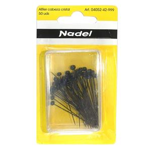 Alfileres negros con cabeza de cristal 42mm