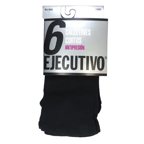Calcetín ejecutivo cortos y antipresión en negro. 3 pares