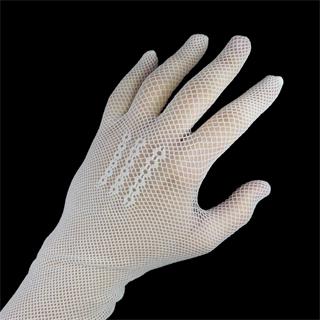 Guantes calados largos 3 venas blanco