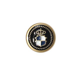 Botón imimetal con escudo. Oro y azul marino