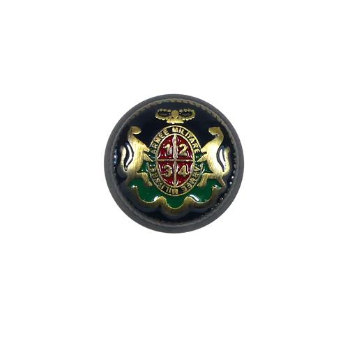 Botón metálico oro viejo y escudo