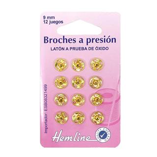 Broches de presión automáticos dorados 9mm