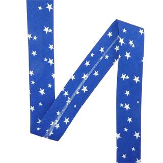 Cinta al bies azulón con estrellas 25mm