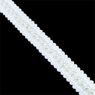 Galón de lana con perlas 1,2cm. Blanco