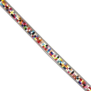 Galón termoadhesivo mosaico multicolor con cadena 1,2cm