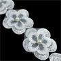 Galón bordado flores grandes con perlas 5,5cm. Blanco
