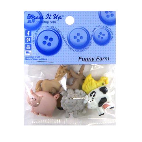 Kit 6 botones forma de animales de granja
