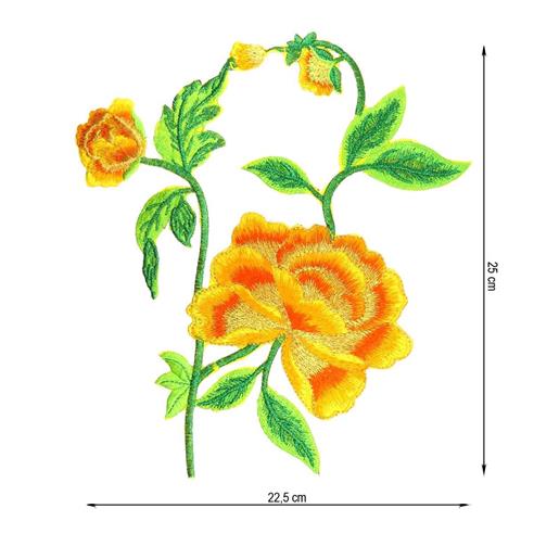 Aplicación termoadhesiva de flor bordada. 22,5x25cm. Varios colores