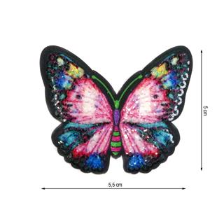Parche termo mariposa lentejuelas multicolor 55x50mm