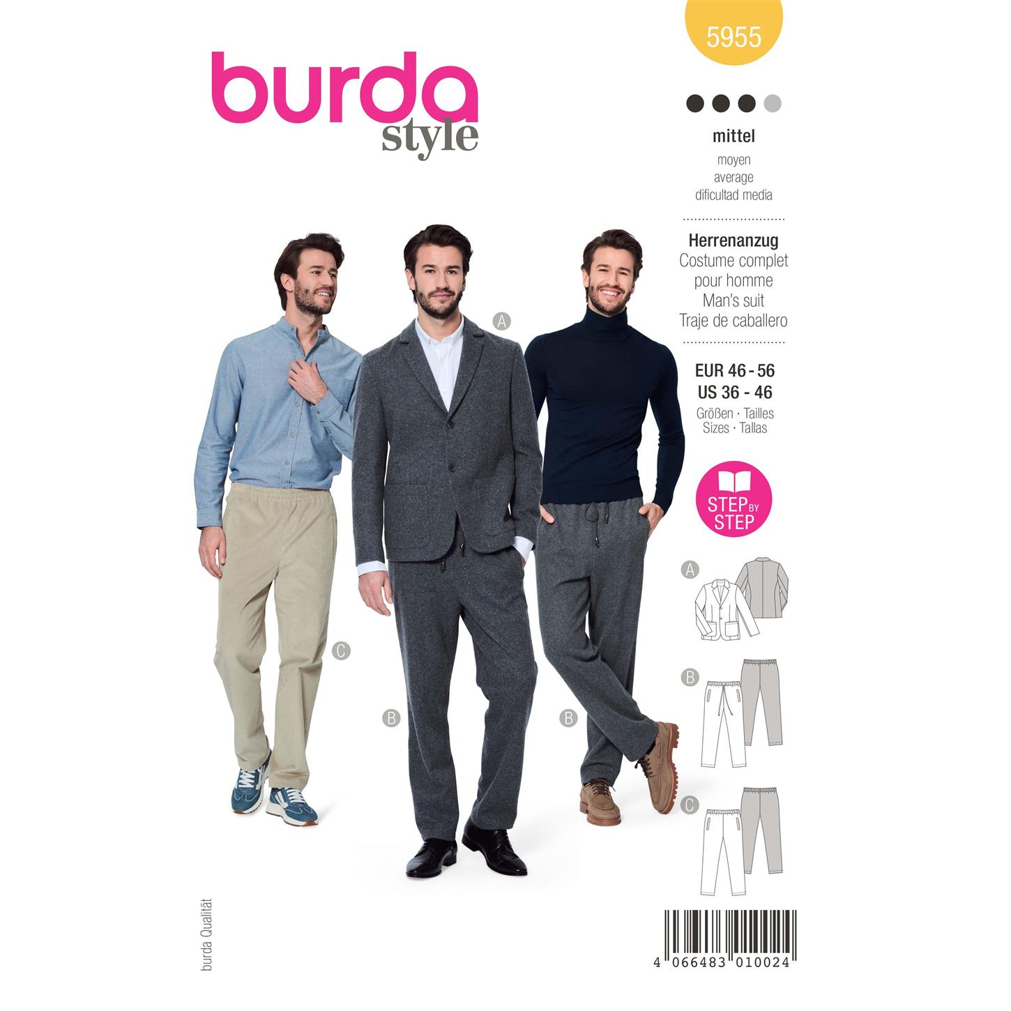 Patrón para pantalón y chaqueta hombre 5955 Patrón para pantalón y chaqueta hombre 5955