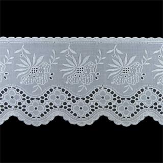 Bordado ancho blanco floral 10cm