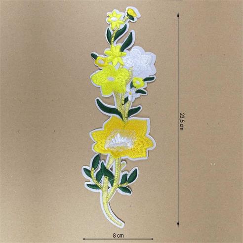 Aplicación bordada termo de flores multicolor. 8x23,5cm