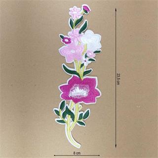 Aplicación bordada termo de flores multicolor. 8x23,5cm
