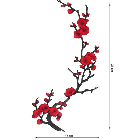 Aplicación bordada termo flor del cerezo. 17x31cm