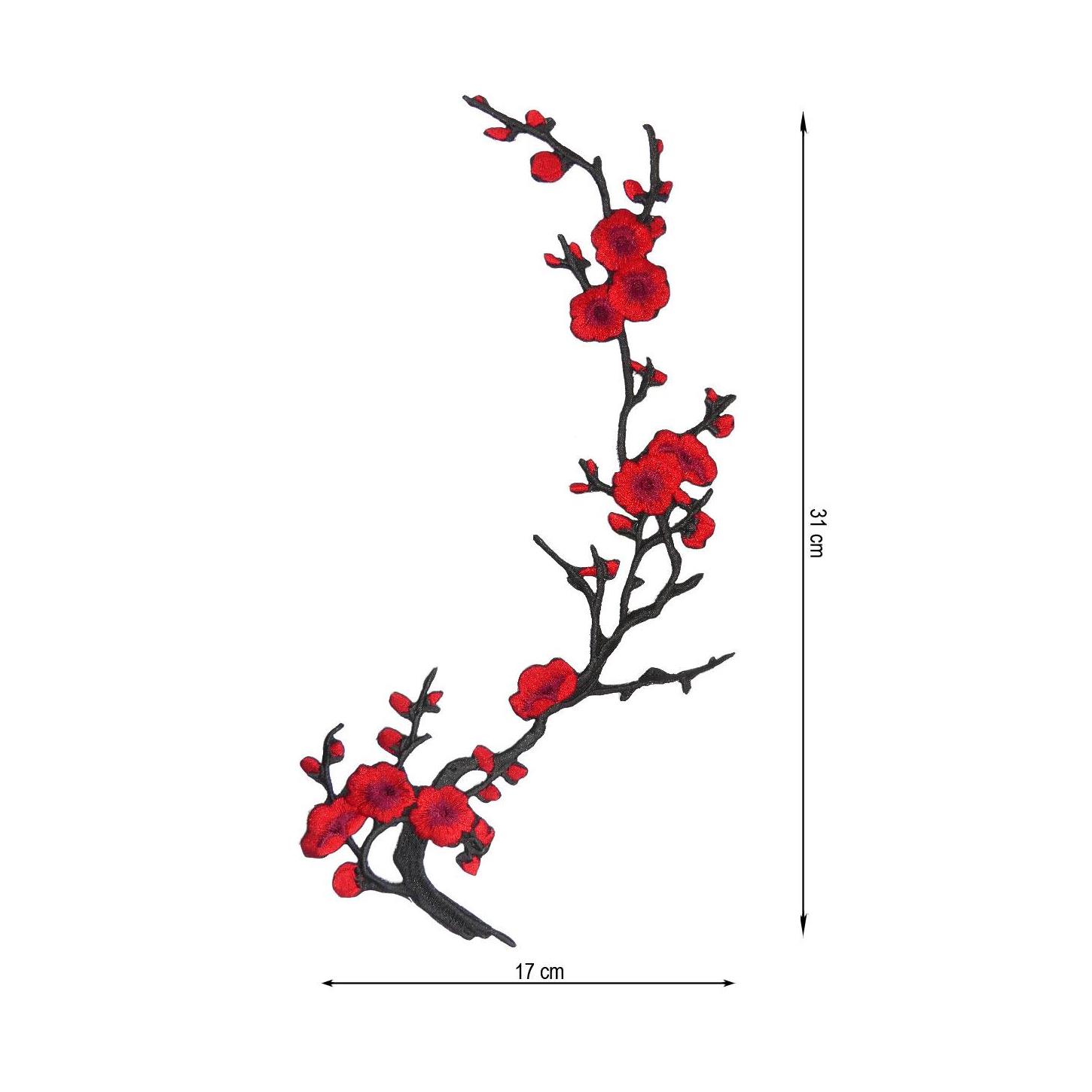 Aplicación bordada termo flor del cerezo. 17x31cm