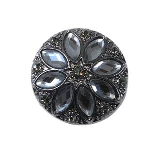 Botón metalizado flor con cristal