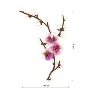 Aplicación termoadhesiva de flor cerezo. 9,5x14cm