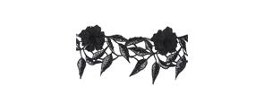 Encaje guipur negro de flores con perlas 13cm