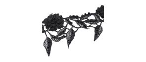 Encaje guipur negro de flores con perlas 13cm