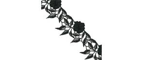 Encaje guipur negro de flores con perlas 13cm