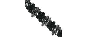 Encaje guipur negro de flores con perlas 9,5cm