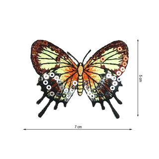 Parche termo Mariposa lentejuelas 70x50mm. Caldera