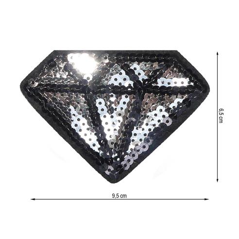 Aplicación termo diamante lentejuelas plata 95x65mm