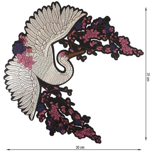 Parche termoadhesivo 30x31cm bordado Pájaro Garza