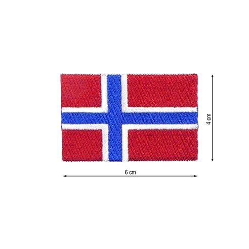 Parche termoadhesivo 60x40mm bordado Bandera Noruega