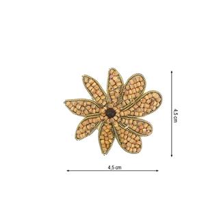 Aplicación étnica flor con maderas. 4,5x4,5cm