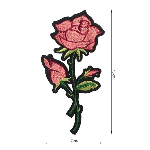 Aplicación termoadhesiva de flor rosa maquillaje. 7x13cm