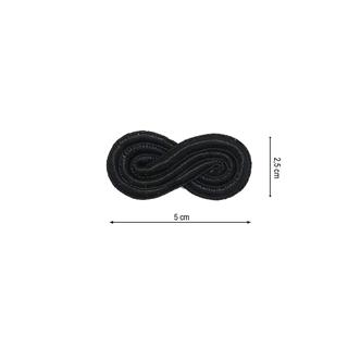 Aplicación soutache trenzado en negro. 5x2,5cm