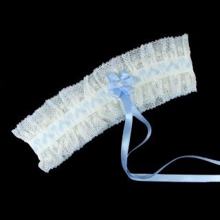 Liga para novia elástica en crudo con cinta azul