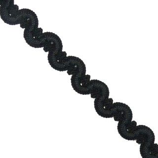 Galón pasamanería con cordón en ondas 2,5cm. Negro