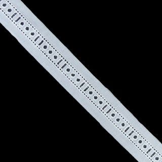 Pasacintas bordado polialgodón blanco 1,1cm. Conjunto 14