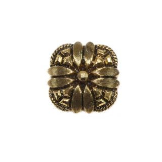 Botón de imitación metal cuadrado flor dorado