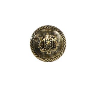 Botón metálico oro viejo con escudo clásico